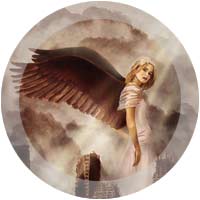ilustración al óleo de un angel anunciador apocalíptico